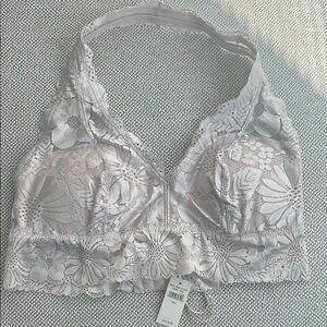 NWT Aerie Pink Lace Bralette with Floral Patterns